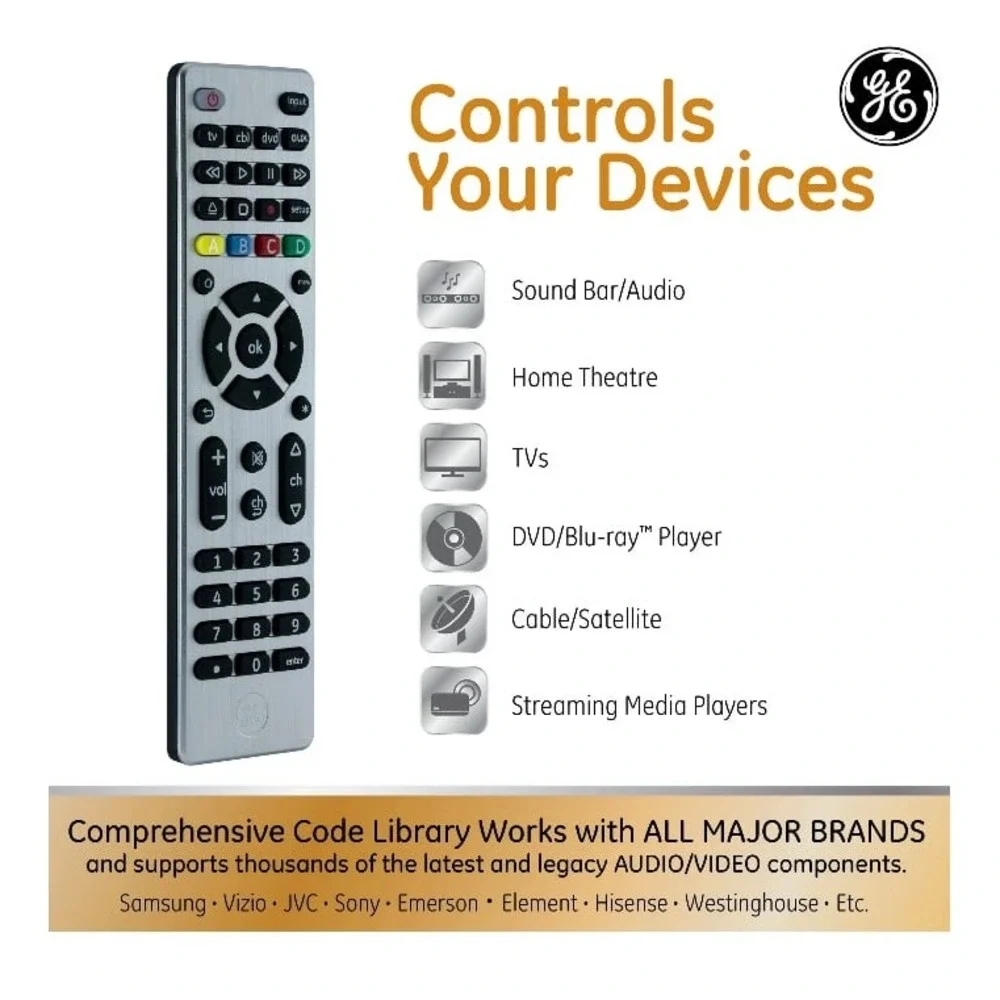 General Electric‎ 33709 4 Device Universal Remote Control - Silver